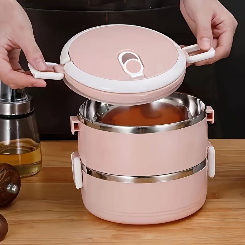 Insulated Stainless Steel 2-Tier Lunch Box Leak-Proof Food Container for Office School Camping