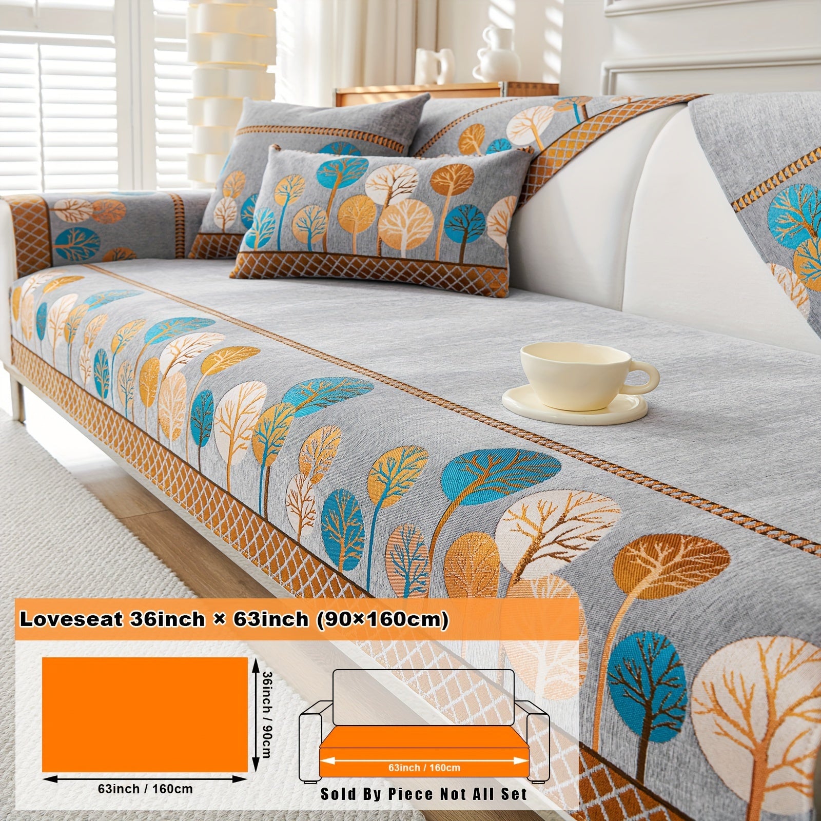 Bohemian Moonlit Trees Sofa Cover for Single to Quadruple Seaters Pet-Friendly Machine Washable Viscose