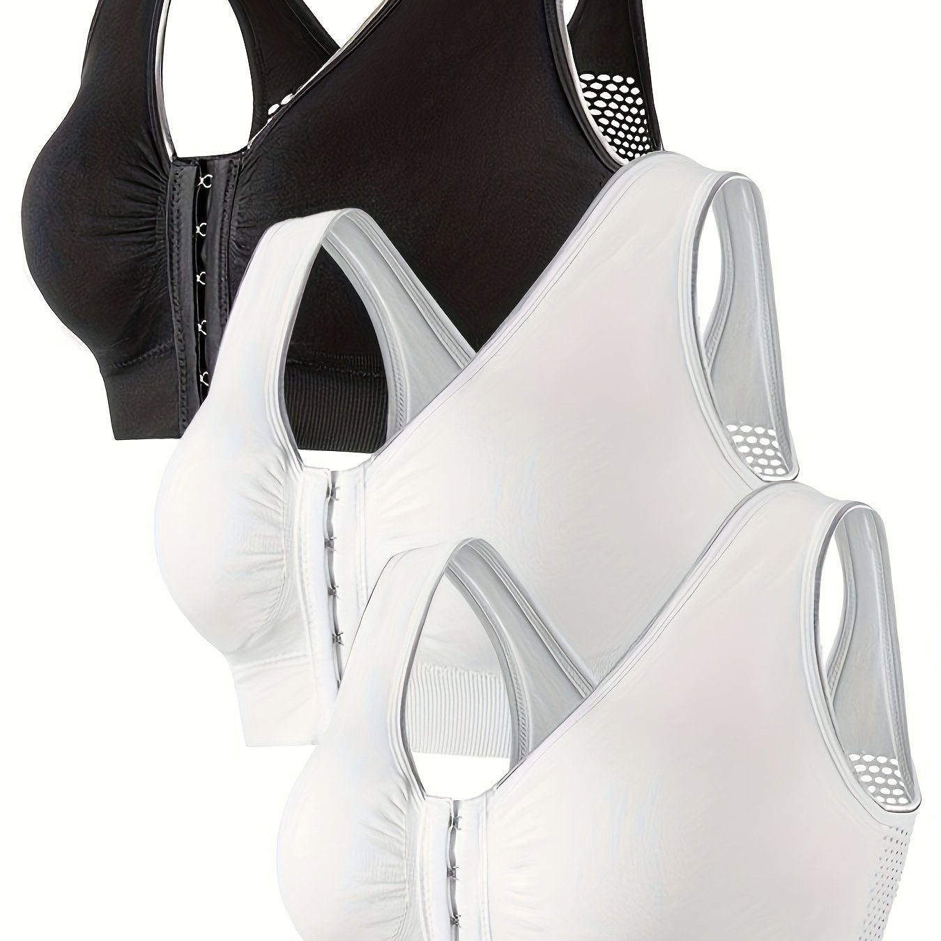 Women’s Summer Breathable Bra Set 3 Piece Lingerie Set Small Gather Front Buckle