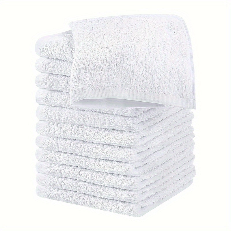 12-Piece White Cotton Washcloths Set Lightweight and Absorbent for Bathroom