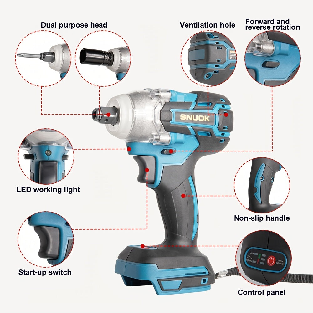 18V Brushless Impact Wrench Cordless Dual Function with High Torque and 1/2 Inch and 1/4 Inch Interfaces