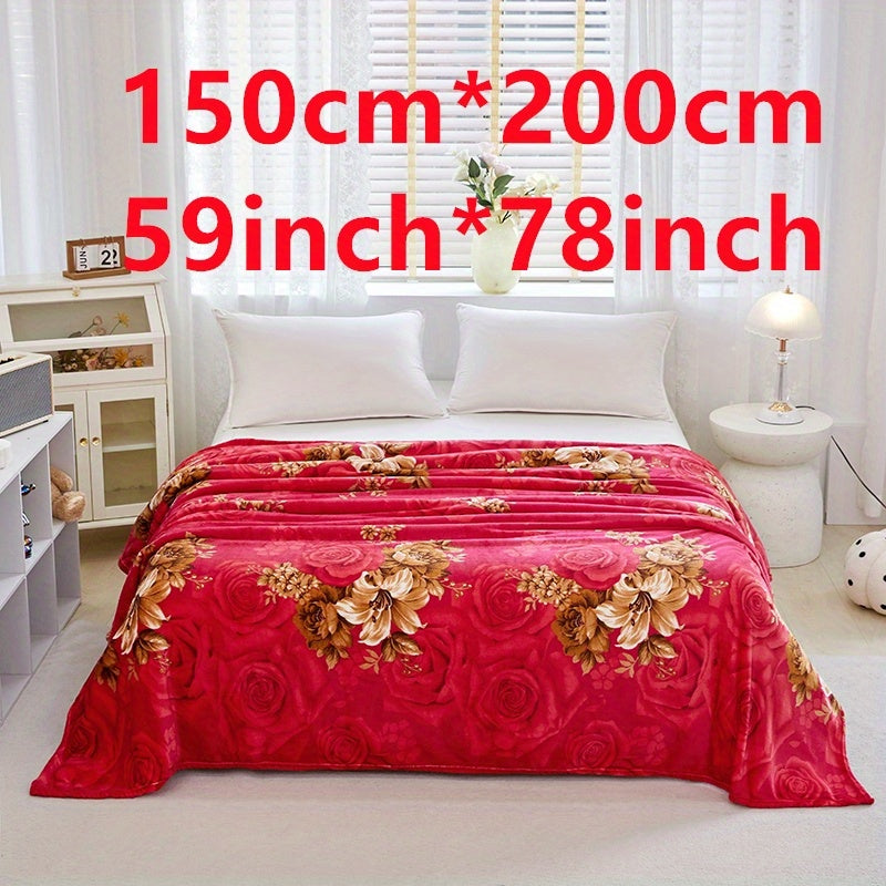 Floral Print Bed Blanket Soft Cozy Throw for Couch Sofa Bed Camping Travel