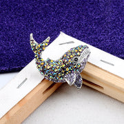 Unisex Crystal Shark Brooch with Rhinestones Sea Creature Jewelry