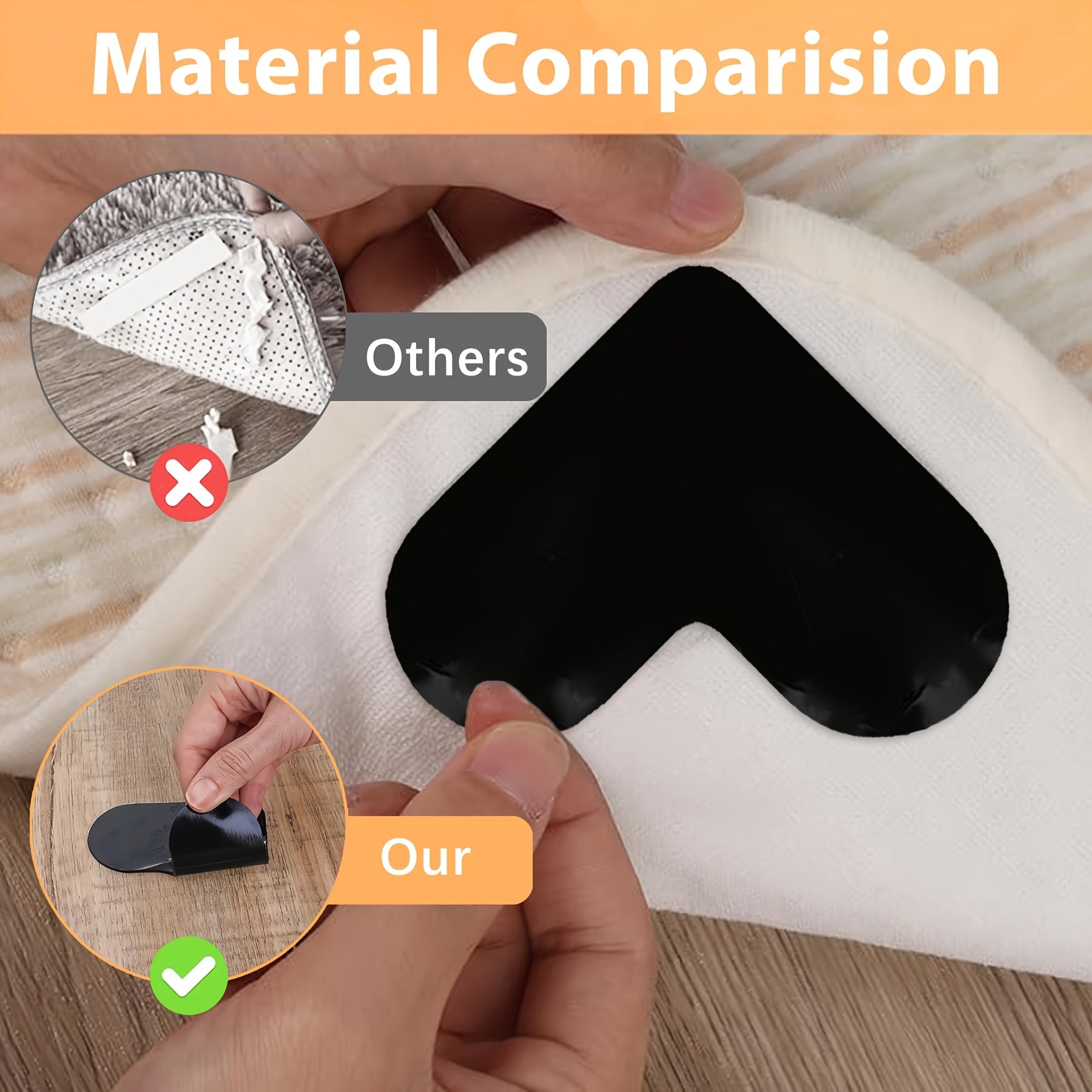 Набор из 16/12/8/4 сердцевидных ковровых зажимов противоскользящих наклеек для ковров для спальни