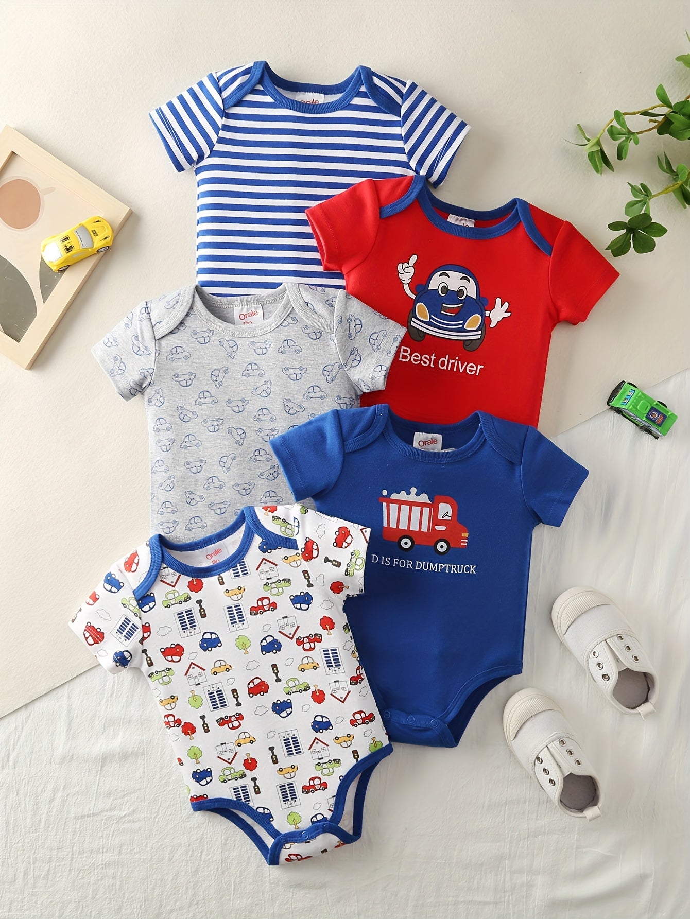 Infant Girl Cotton Cartoon Body Suit 5-Piece All-Season Baby Clothing