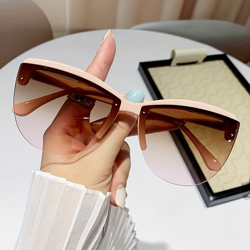 2024 Semi-Rimless Plastic Eyeglasses Big Frame Vintage Net Red Circle Unisex