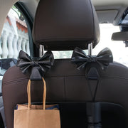 2PCS Ganchos para asientos de coche de cuero PU con lazo blanco y rosa, organizador, decoración interior