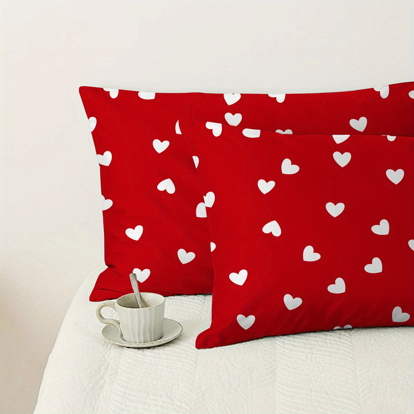 Set of 2 Red Love Pillowcases for Wedding Decor and Home Bedding