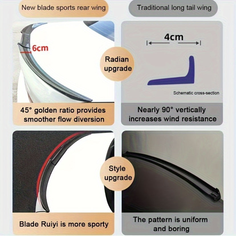 Universal Carbon Fiber Car Rear Spoiler Three-Section Tail Wing Kit