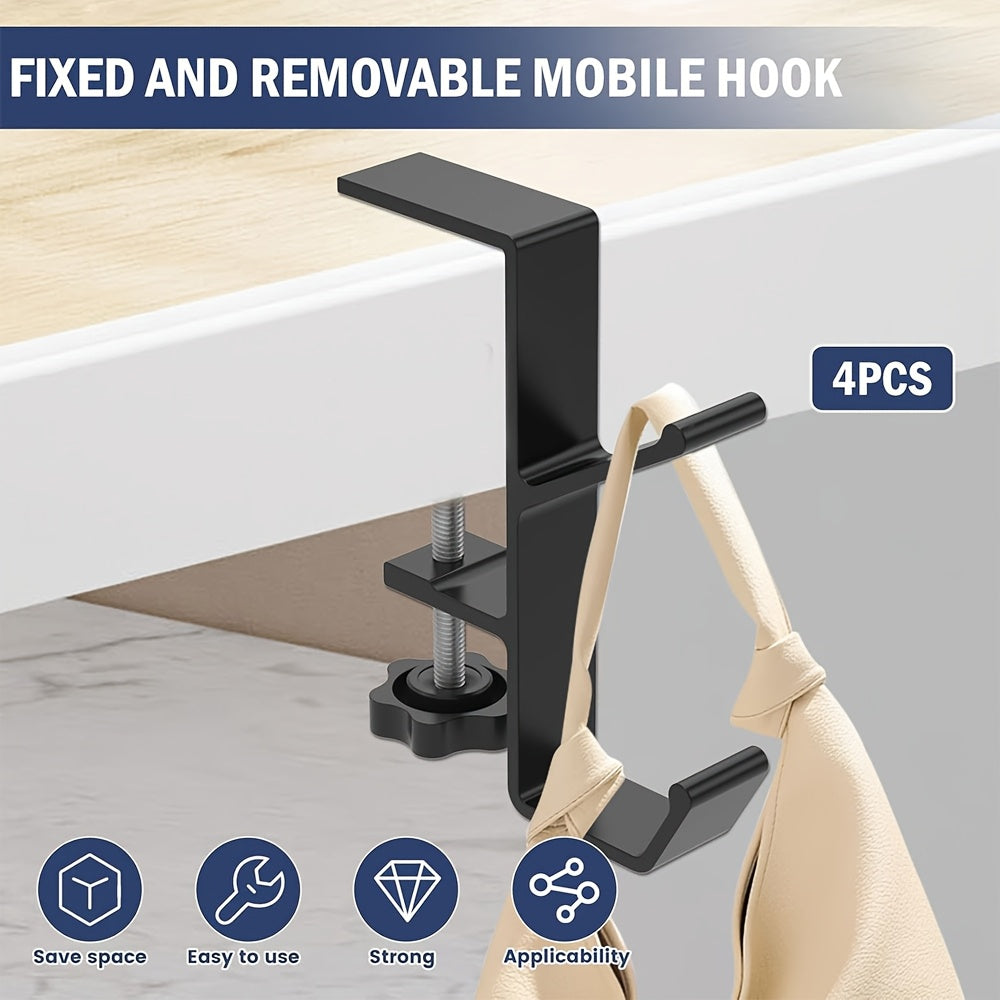 Set of 4 Adjustable Aluminum Fireplace Stocking Hooks for Holiday Decor and Home Organization