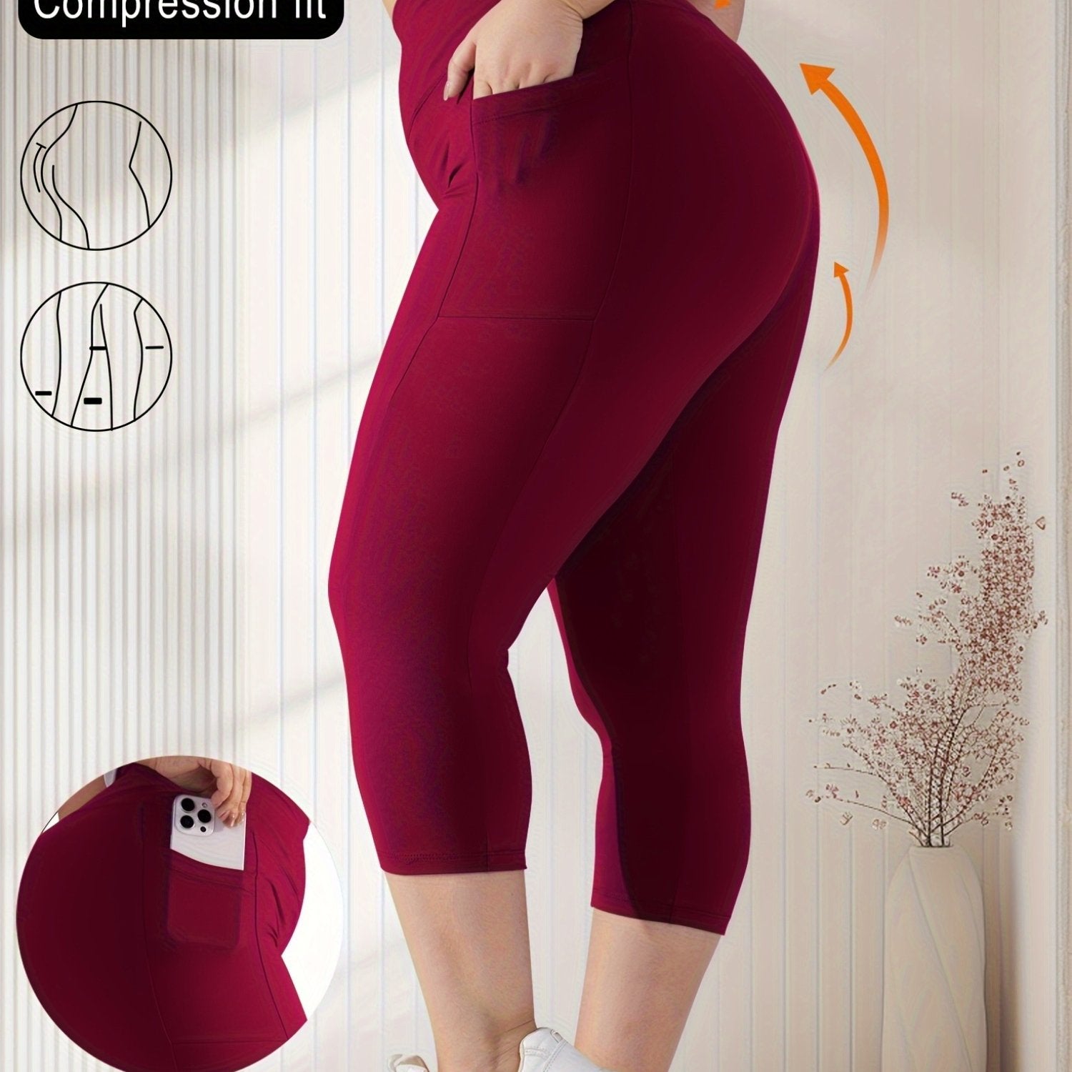 Plus Size Women's Skinny Capris Leggings Casual Crop Spring Summer