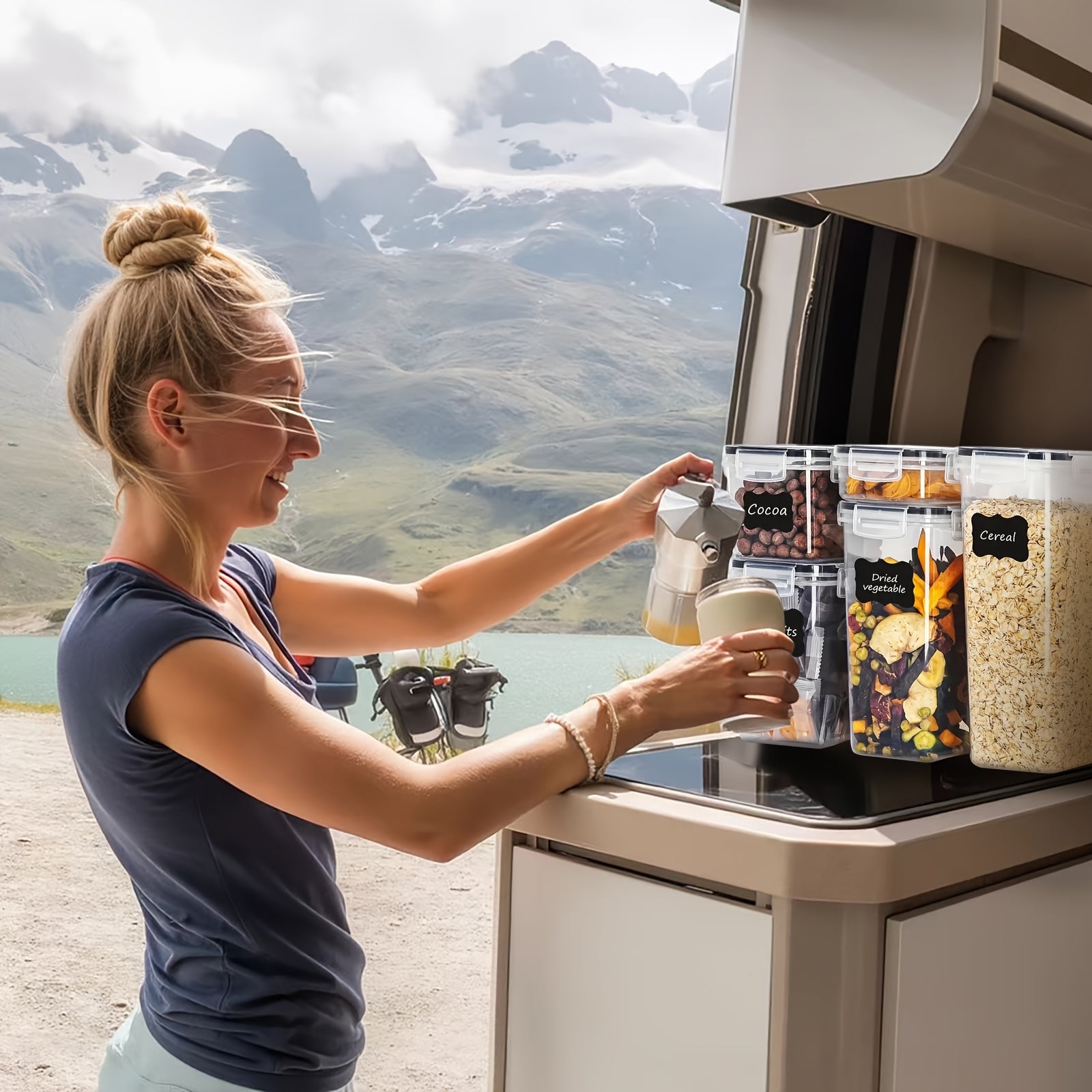 6/12pcs Plastic Food Storage Containers Set, Airtight Canisters for Pantry Organization