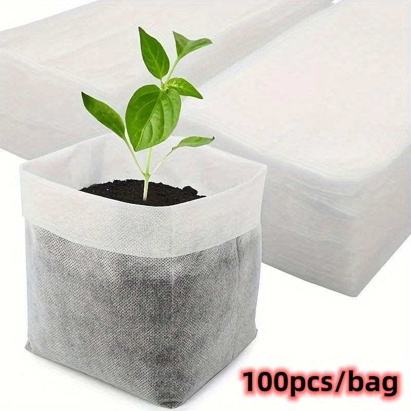 Biodegradable Seedling Nursery Bags 8x10cm Non-Woven Fabric 100 Pack