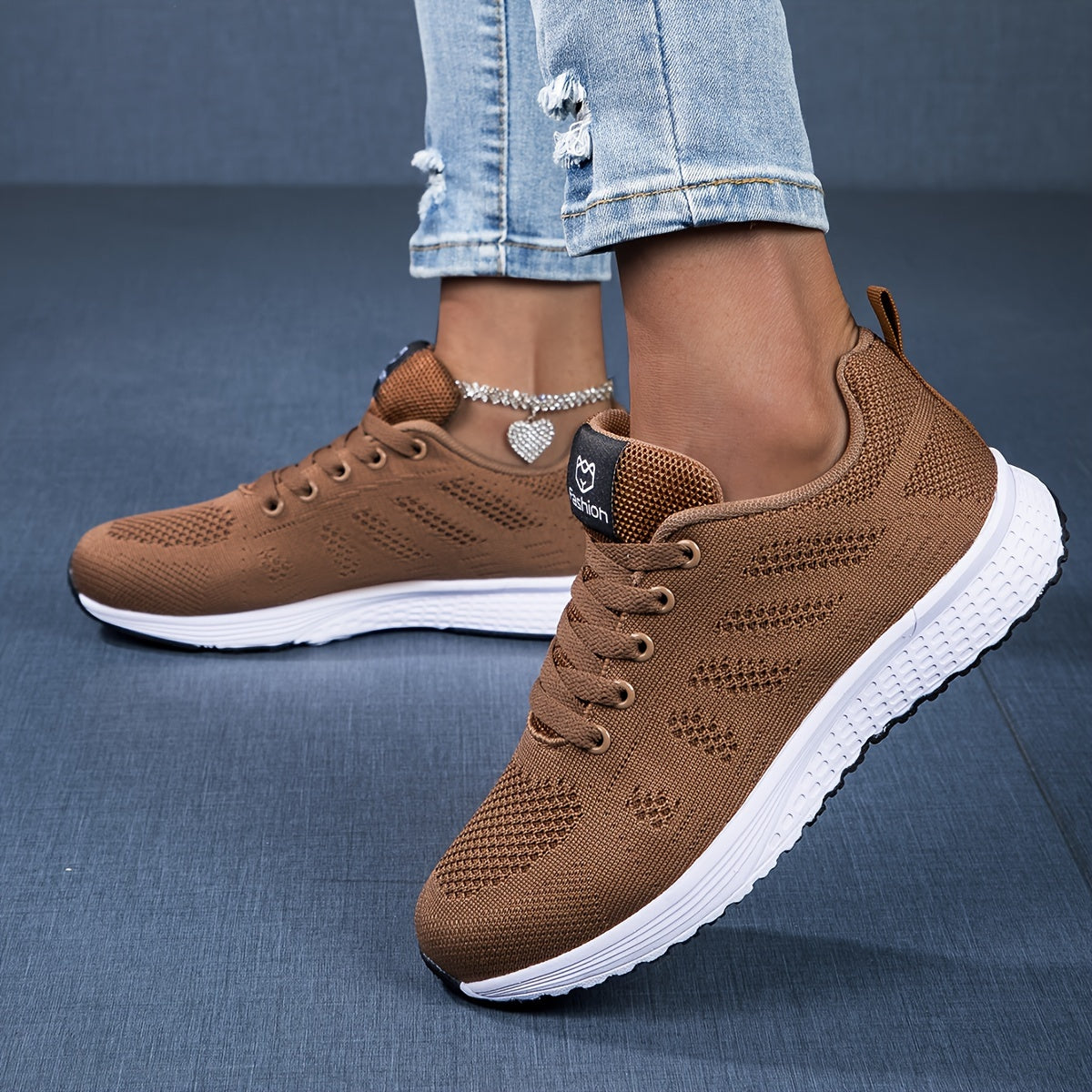 Women's Camouflage Breathable Fabric Sneakers with EVA Sole and Low-Top Lace-Up Design