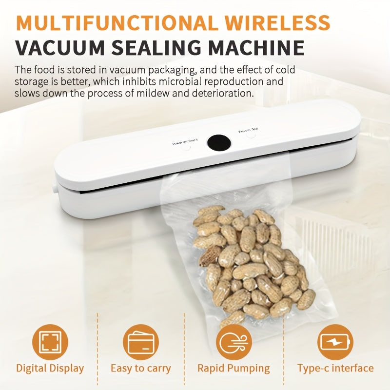 Portable Wireless Vacuum Sealer - USB Rechargeable, Auto Suction