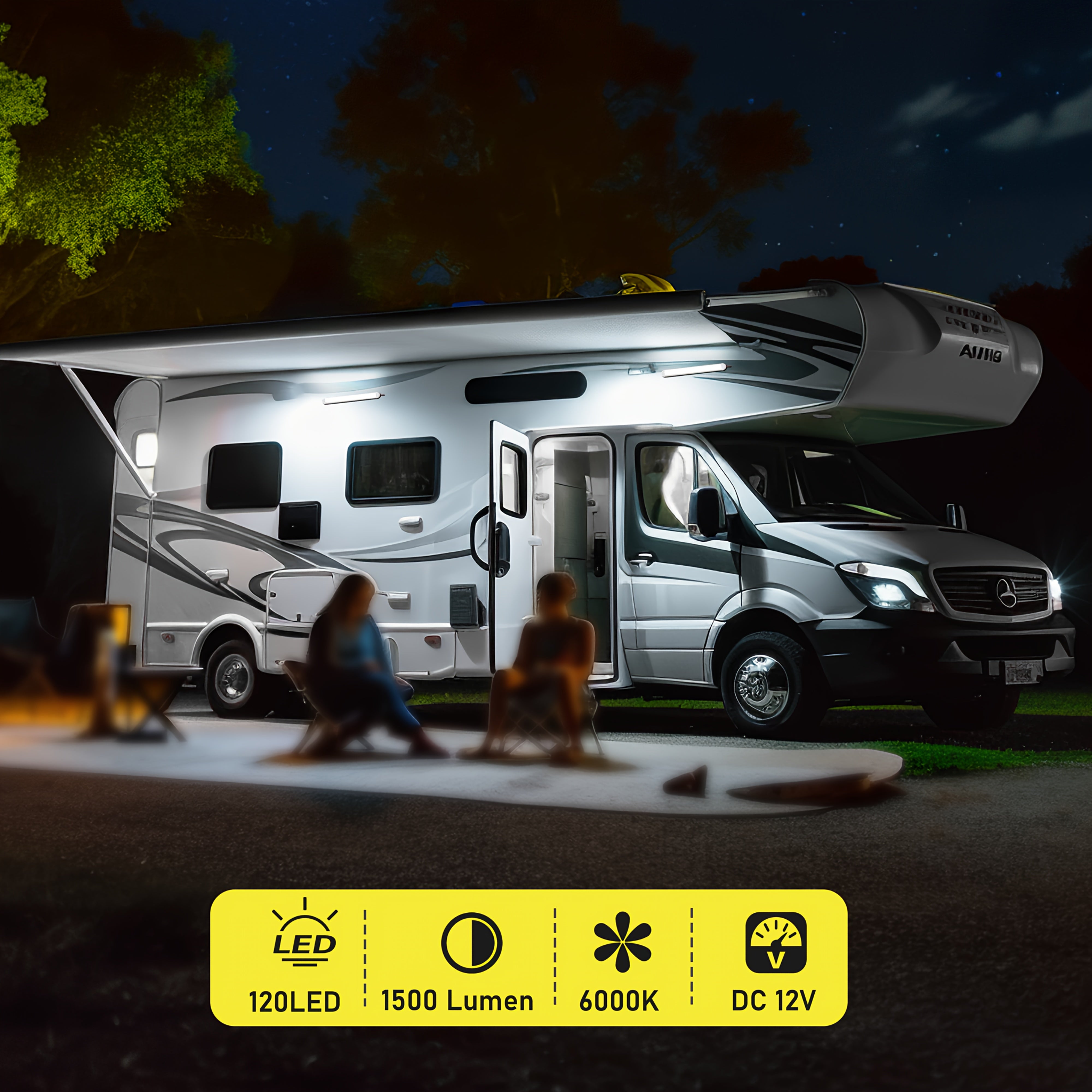 2 Pack White LED Interior Light Bar for RV Van Truck Camper Boat