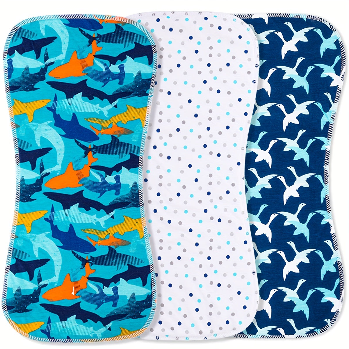 Set of 3 Cotton Baby Burp Cloths for Newborns Extra Absorbent and Soft
