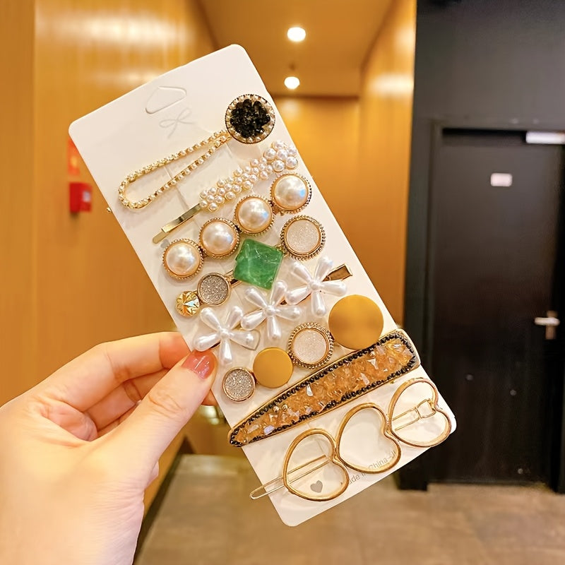 Elegant Duck Billed Hair Clip Set with Faux Pearls for Prom and Party Hairstyles