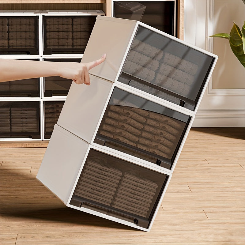 Transparent Stackable Plastic Storage Drawer with Wheels for Clothes Toys Snacks and Books