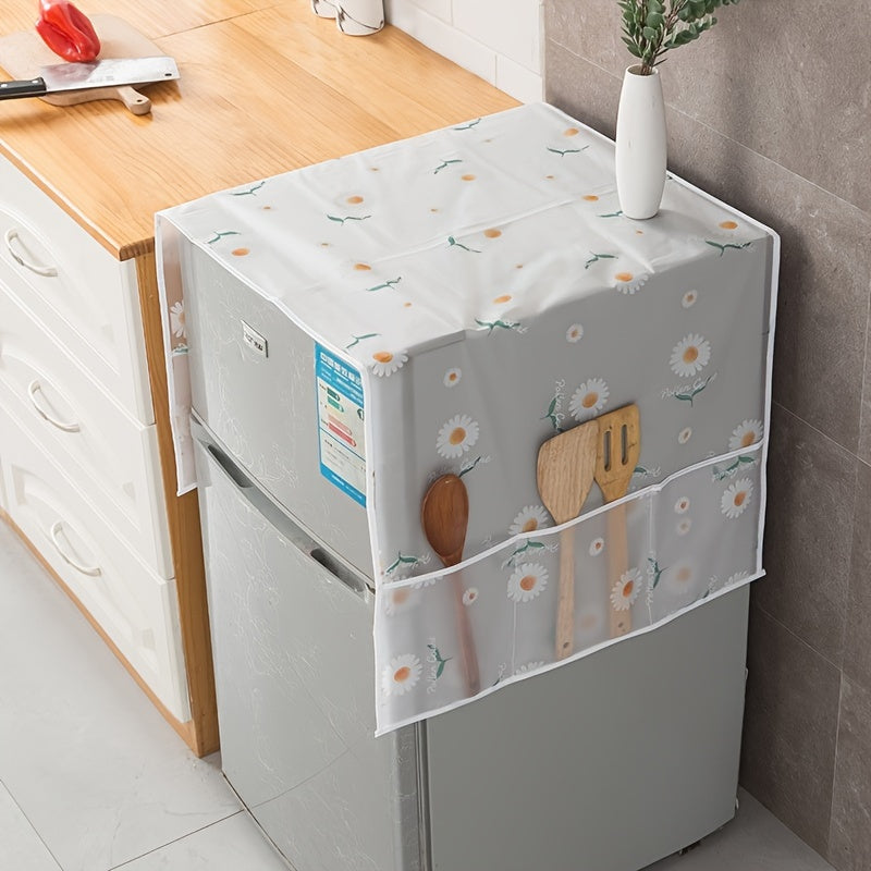 Cartoon-Themed Refrigerator and Microwave Dust Cover with Storage Pockets Durable Plastic