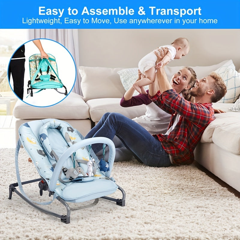 Kids Recliner Chair for Babies and Toddlers Adjustable Rocker with Toy Bar Blue