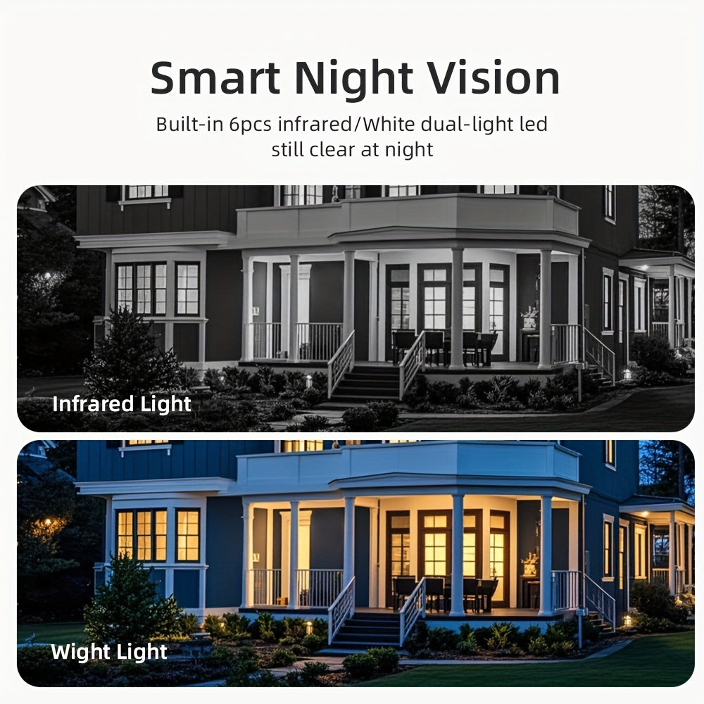 Wireless Outdoor Security Camera 1080p HD Night Vision Motion Detection Floodlight Two-Way Audio Wi-Fi
