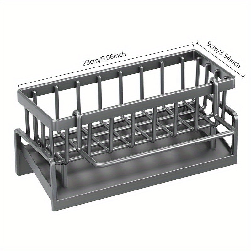 Soporte de esponja de plástico para lavabo de baño y organizador de fregadero de cocina con bandeja de drenaje