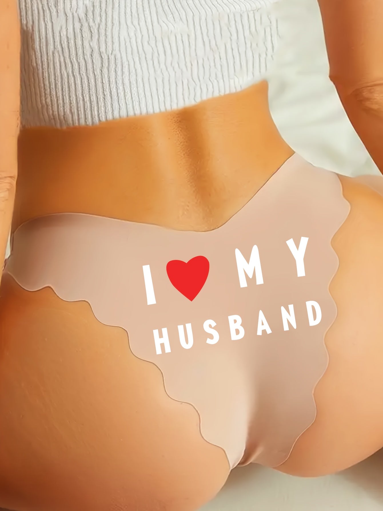 Women's Valentine’s Day Lingerie Triangle Panties with Letter Print and Wave Pattern