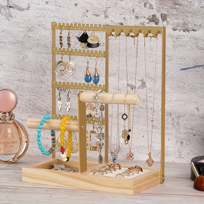 Jewelry Organizer with 4-Tier Earring Holder Necklace Ring Bracelet Storage Tower