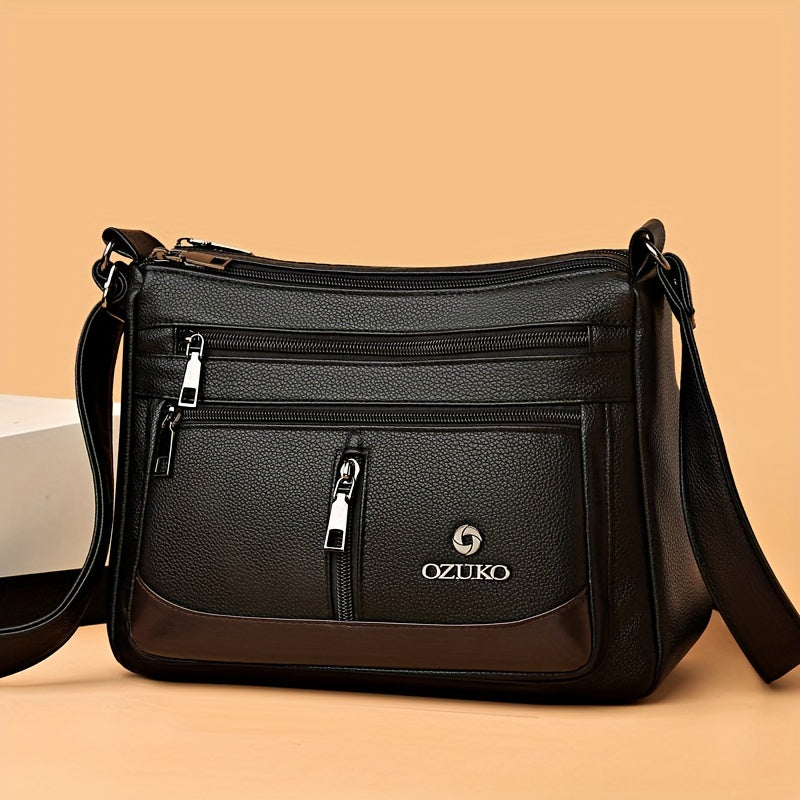 Bolso bandolera de lentejuelas negras para mujer con correa ajustable y diseño plegable