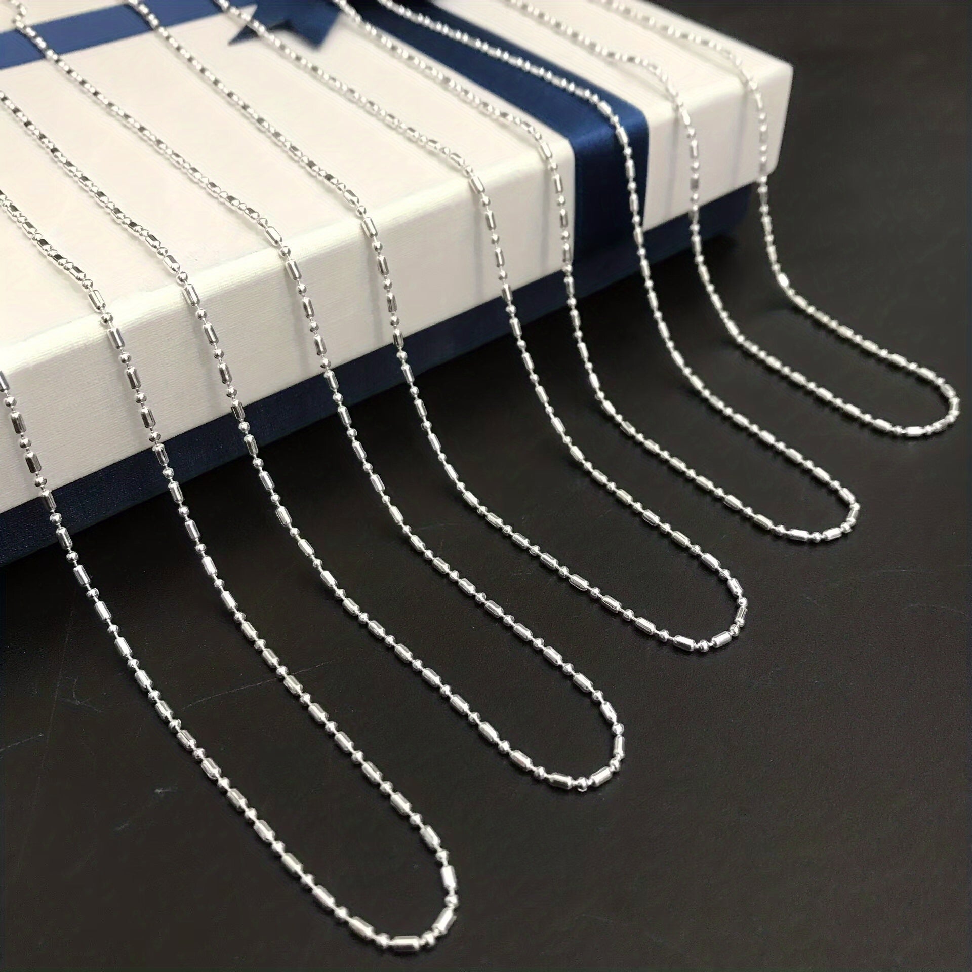 Silver Plated Link Chain Necklace Set for Jewelry Making 16-30 Inch 5 Pieces