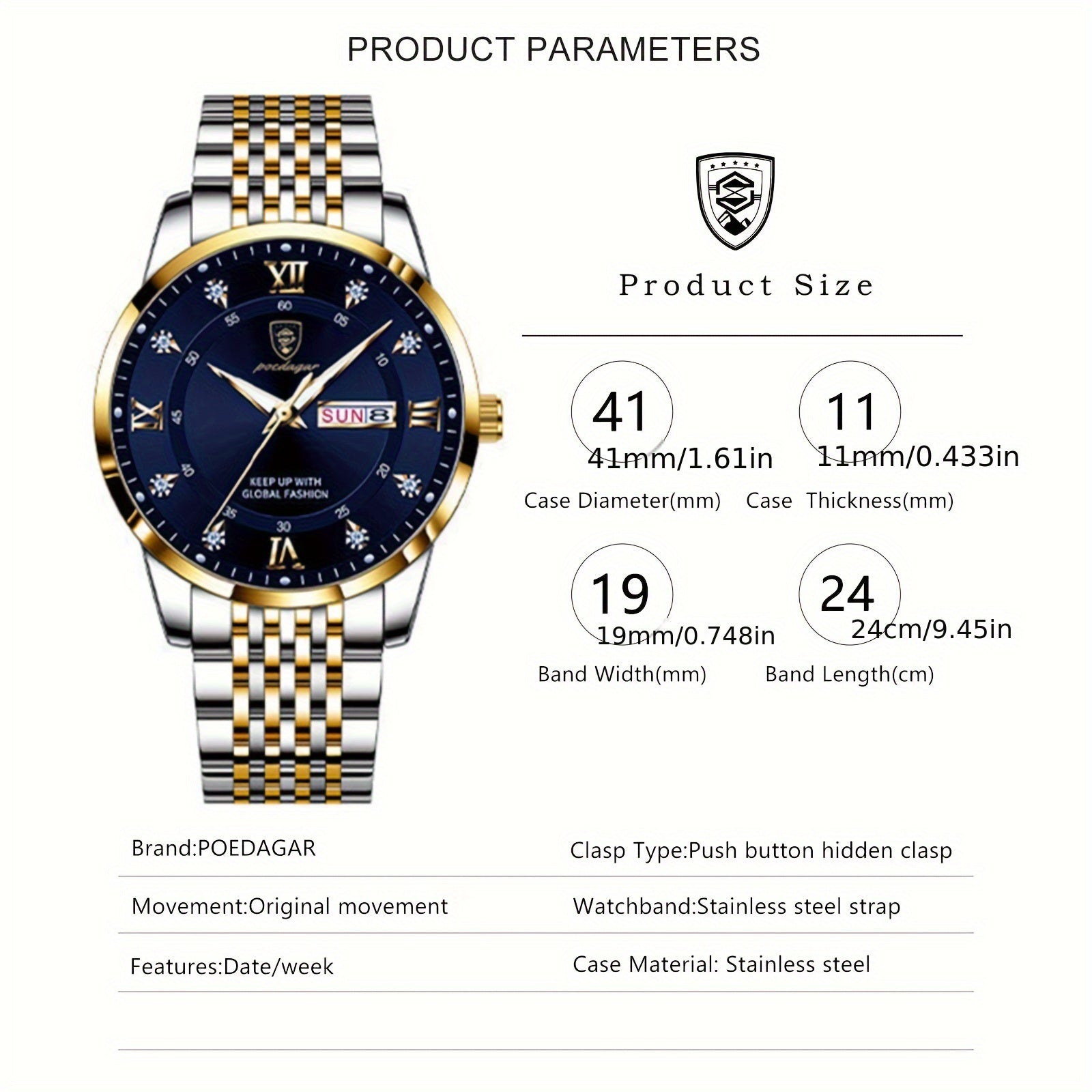 Men's Waterproof Luminous Quartz Chronograph Wristwatch for Business and Sports