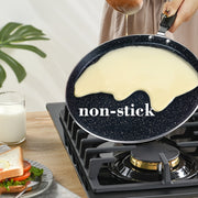 Juego de utensilios de cocina antiadherentes de Teflón negro de 3 piezas con olla para sopa y sartenes