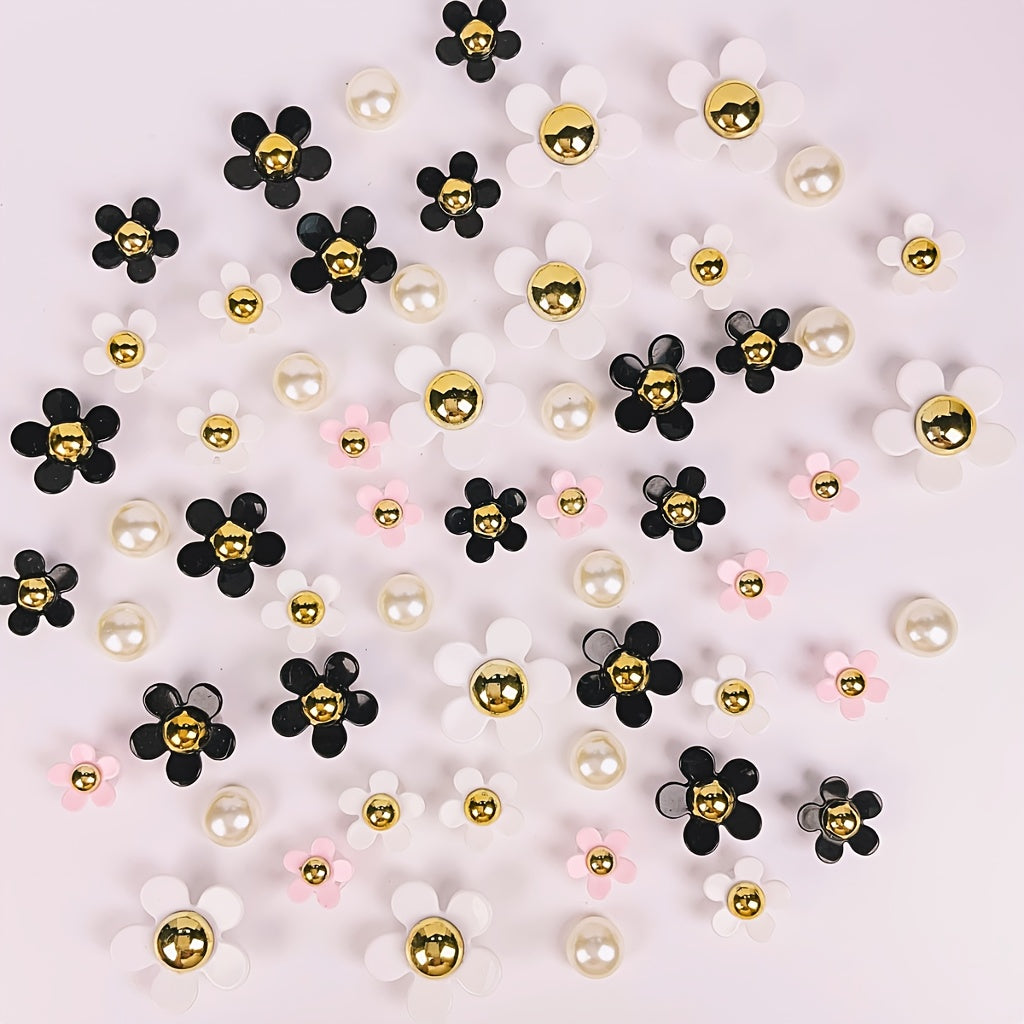 20Pcs Acrylic Five-Petal Shoe Buckle Accessories for Crafts and Decorations