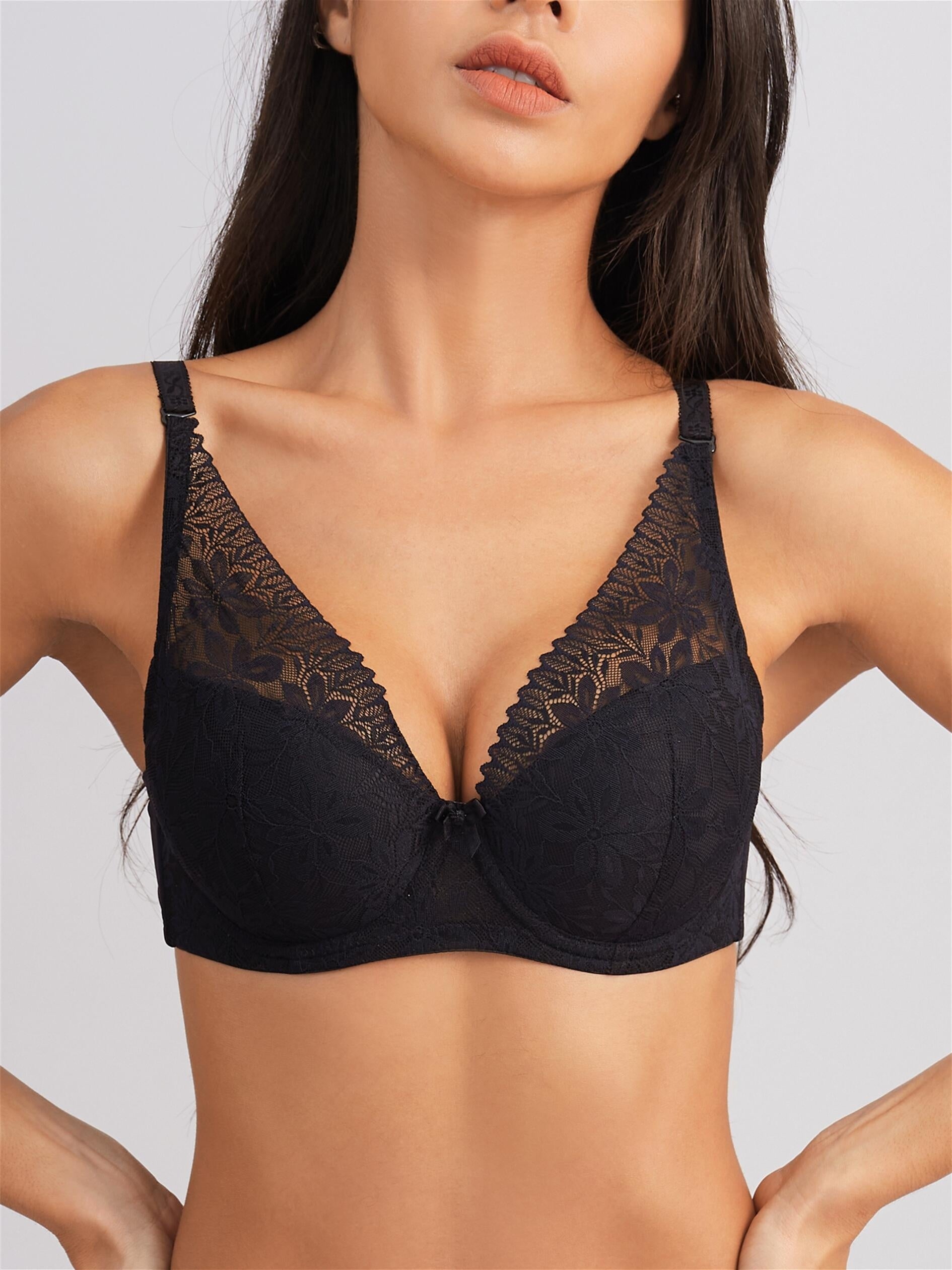 Lingerie Lace Bra with Adjustable Straps Underwire Support for Comfort