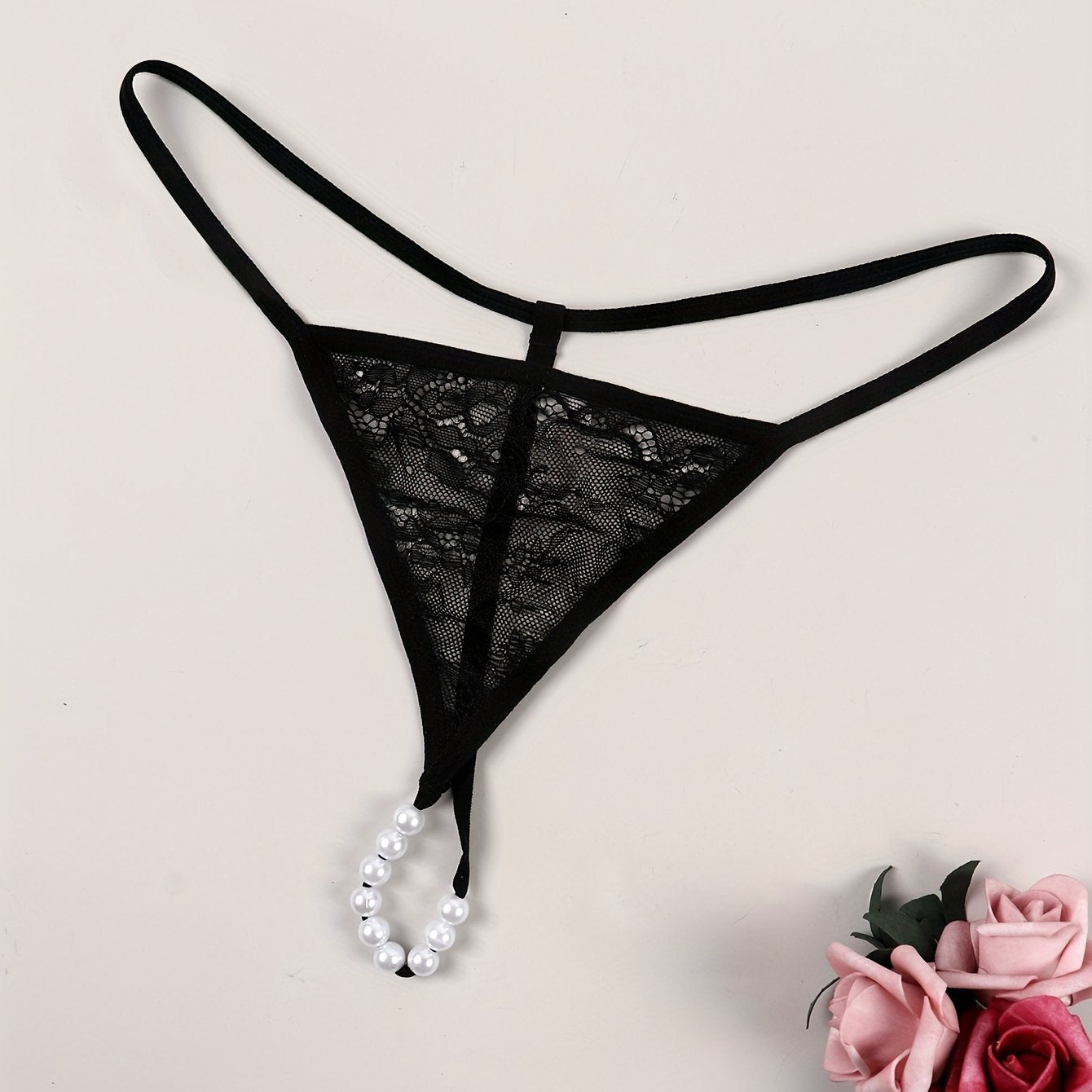 Women's Lace Thong with Pearl Detail Lingerie