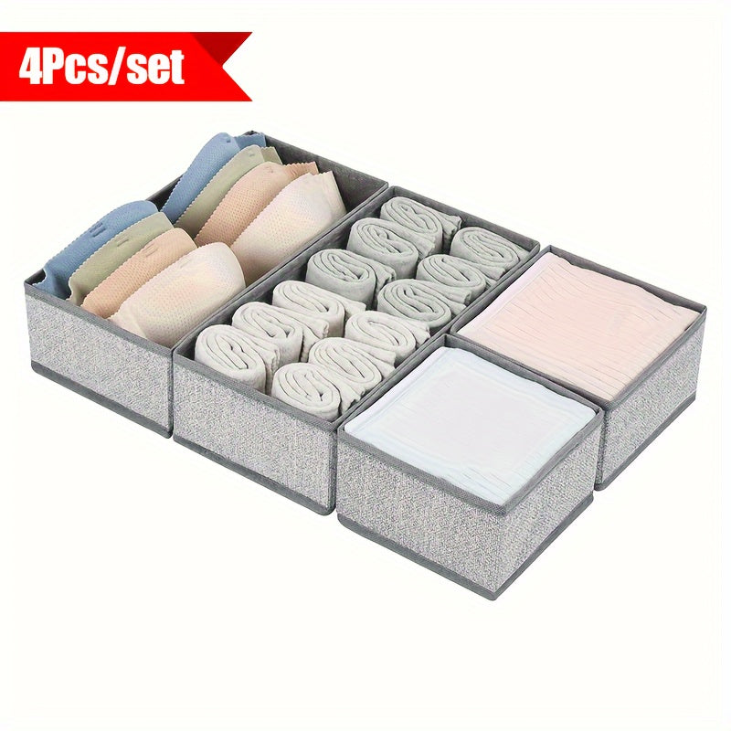 Set of 4 Fabric Drawer Organizers for Baby Clothes Socks Belts Ties Storage