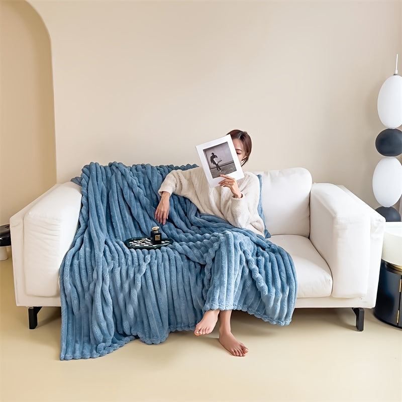 Faux Rabbit Fur Throw Blanket All-Season Soft Cozy Bed Sofa Travel Office