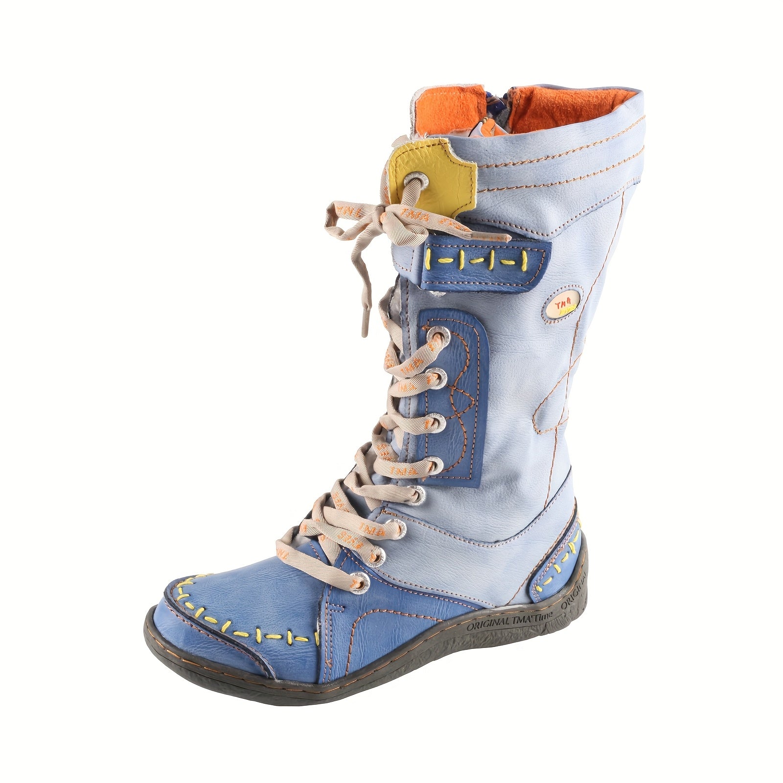 Women’s Fleece Winter Boots Hand-Stitched Color-Blocking Slip-Resistant Durable