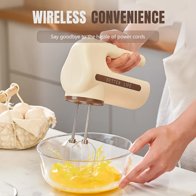 Batidora eléctrica recargable de doble color con control de 5 velocidades y batidores de acero inoxidable