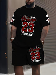 Plus Size Men's Casual Suit with 3D Number 23 Print