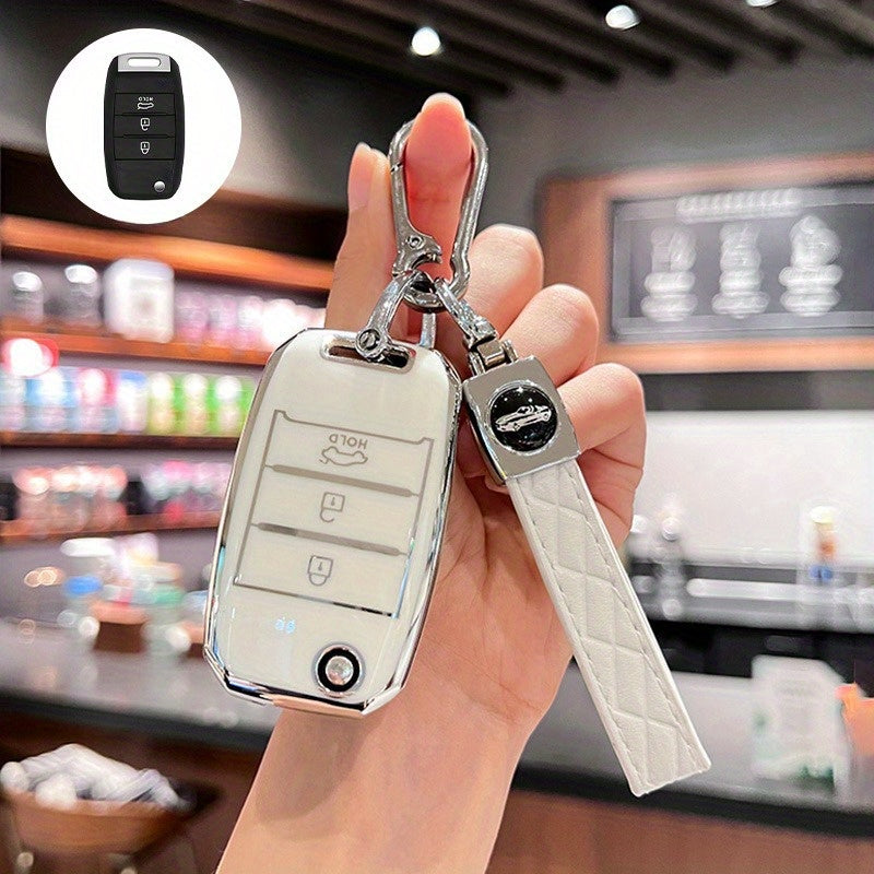 Universal TPU Flip Key Fob Cover With Keychain for Remote Car Keys