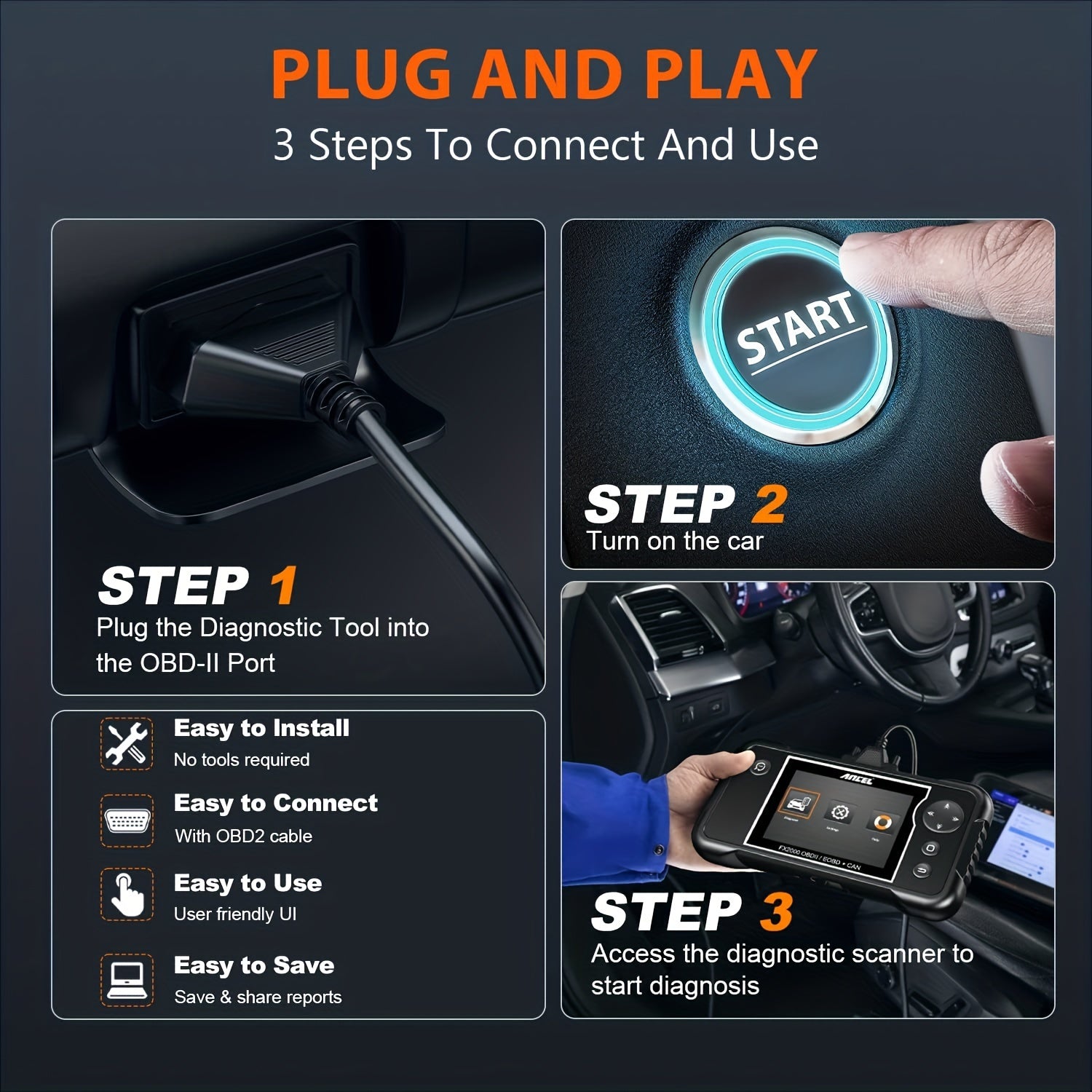 Pro OBD2 Scanner Car Diagnostic Tool ABS SRS Transmission Engine Code Reader