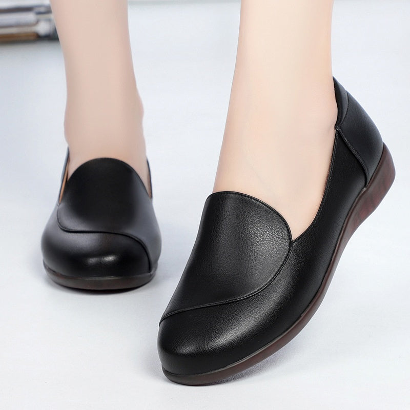 Women's Slip-On Flats Synthetic Upper PVC Sole Casual Shoes Black