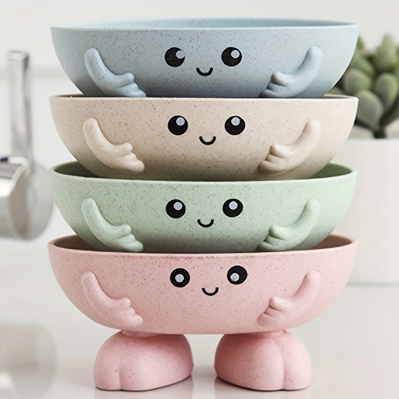 Cute Cartoon Soap Dish with Self-Draining Holder for Bathroom