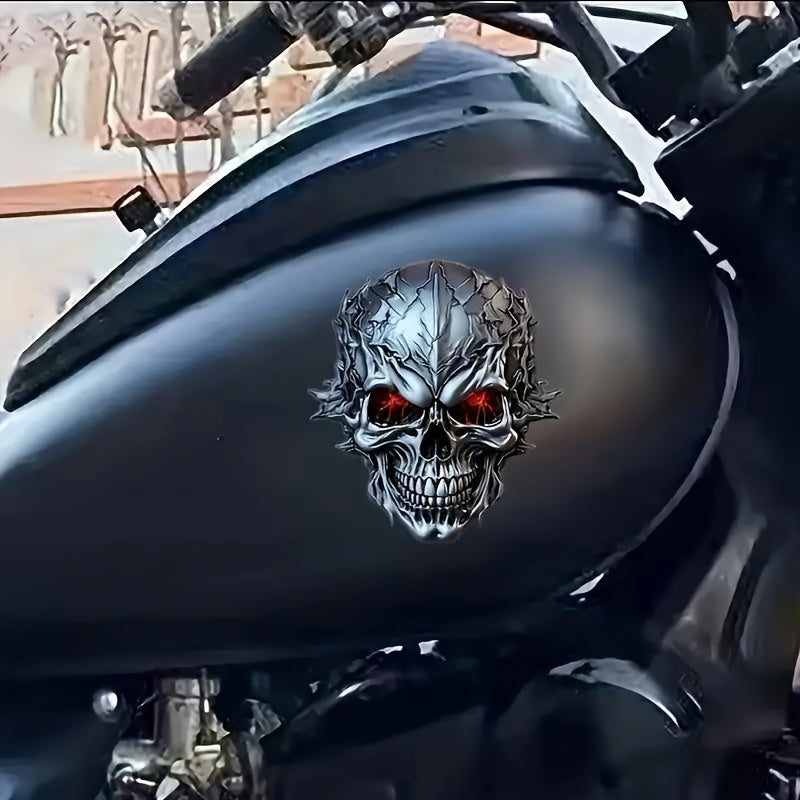 Motorcycle Car Waterproof 3D Metallic Skull Decal Durable PVC Scratch-Resistant