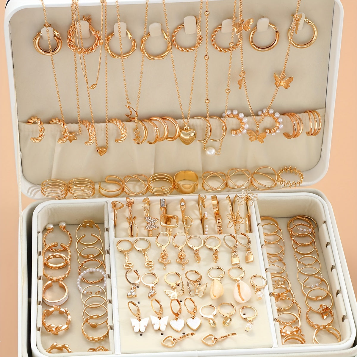 Women’s Jewelry Set 120 Pieces Earrings Rings Necklaces Heart Butterfly Geometric