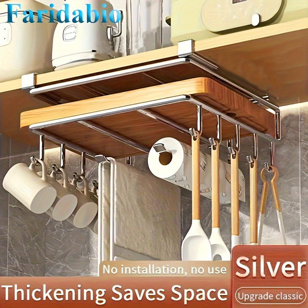 Stainless Steel Kitchen Cabinet Organizer with Hanging Rack for Cutting Boards and Essentials