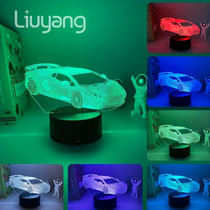 3D Geometric Night Light with Touch Control 7-Color LED Table Lamp USB Powered for Bedroom Living Room