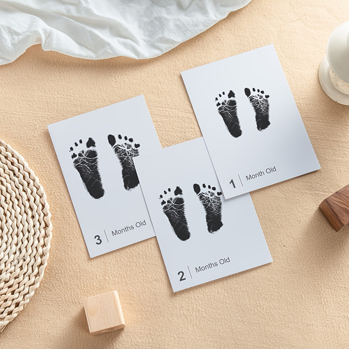 Baby Handprint and Footprint Keepsake Kit with 14 Non-Toxic Ink Pads and Paper Set